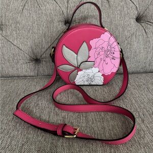 Christian Siriano Pink and White Floral Crossbody Bag